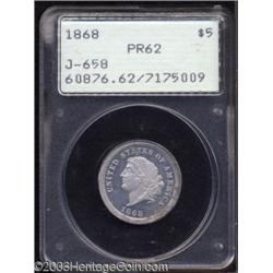1868 $5 Dual Denomination $5-25 Francs, Judd-658, Pollock-731, R.7, PR62 PCGS.