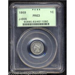 1869 1C One Cent, Judd-666, Pollock-743, R.6, PR63 PCGS.