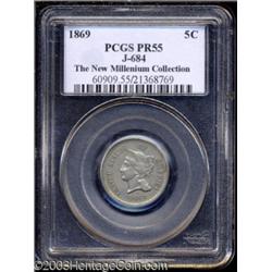 1869 5C Five Cents, Judd-684, Pollock-763, R.5, PR55 PCGS.