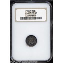 1869 10C Standard Silver Ten Cents, Judd-697, Pollock-776, R.6-7, PR65 NGC.