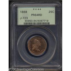 1869 25C Standard Silver Quarter Dollar, Judd-723, Pollock-804, R.6, PR64 Red PCGS.