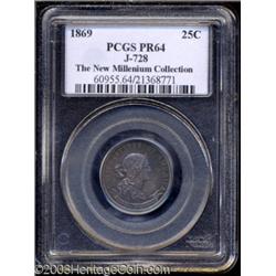 1869 25C Standard Silver Quarter Dollar, Judd-728, Pollock-809, R.6-7, PR64 PCGS.