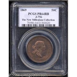 1869 50C Standard Silver Half Dollar, Judd-756, Pollock-840, R.7, PR64 Red and Brown PCGS.