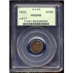 1870 H10C Half Dime, Judd-817, Pollock-906, R.6, PR65 Red and Brown PCGS.