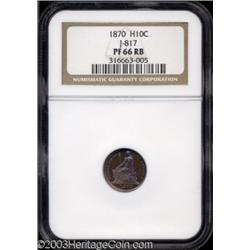 1870 H10C Half Dime, Judd-817, Pollock-906, R.6, PR66 Red and Brown NGC.