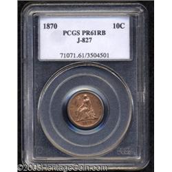 1870 10C Standard Silver Ten Cents, Judd-827, Pollock-917, R.7-8, PR61 Red and Brown PCGS.
