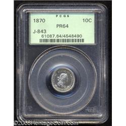 1870 10C Standard Silver Ten Cents, Judd-843, Pollock-942, R.5-6, PR64 PCGS.