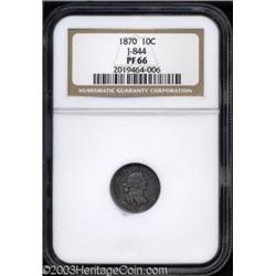 1870 10C Standard Silver Ten Cents, Judd-844, Pollock-943, R.7, PR66 NGC.