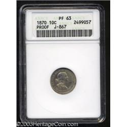 1870 10C Standard Silver Ten Cents, Judd-867, Pollock-963, R.7, PR63 ANACS.