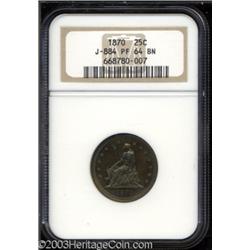 1870 25C Quarter Dollar, Judd-884, Pollock-982, R.7, PR64 Brown NGC.