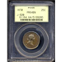 1870 25C Standard Silver Quarter Dollar, Judd-920, Pollock-1024, R.7, PR64 Brown PCGS.