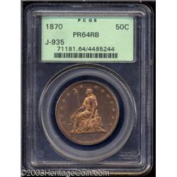 1870 50C Half Dollar, Judd-935, Pollock-1041, R.7, PR64 Red and Brown PCGS.