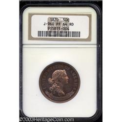 1870 50C Standard Silver Half Dollar, Judd-960, Pollock-1112, R.7, PR64 Red NGC.