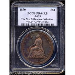 1870 $1 Standard Silver Dollar, Judd-999, Pollock-1130, R.7, PR64 Red and Brown PCGS.