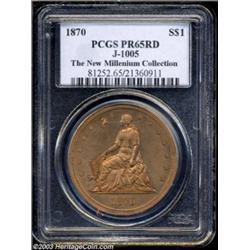 1870 $1 Dollar, Judd-1005, Pollock-1137, R.6, PR65 Red PCGS.