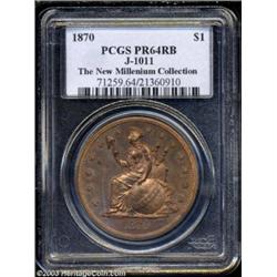 1870 $1 Standard Silver Dollar, Judd-1011, Pollock-1144, R.7, PR64 Red and Brown PCGS.