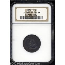 1871 25C Standard Silver Quarter Dollar, Judd-1097, Pollock-1233, R.7, PR64 Brown NGC.