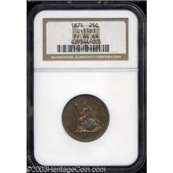 1871 25C Quarter Dollar, Judd-1100, Pollock-1236, R.6-7, PR64 Brown NGC.