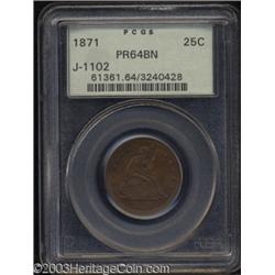 1871 25C Quarter Dollar, Judd-1102, Pollock-1238, R.7, PR64 Brown PCGS.