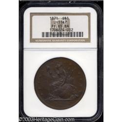 1871 $1 Dollar, Judd-1147, Pollock-1289, R.6-7, PR65 Brown NGC.