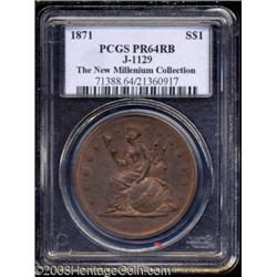 1871 $1 One Dollar, Judd-1148, Pollock-1290, R.6-7, PR64 Red and Brown PCGS.