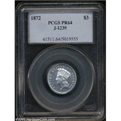 1872 $3 Three Dollar, Judd-1239, Pollock-1381, R.7, PR64 PCGS.