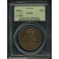 1872 $20 Amazonian Twenty Dollar, Judd-1251, Pollock-1393, R.6, PR58 PCGS.