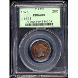 1875 20C Sailor Head Twenty Cents, Judd-1393, Pollock-1536, R.7, PR64 Red and Brown PCGS.