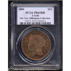 1880 $1 Metric Dollar, Judd-1646, Pollock-1846, R.7, PR65 Red and Brown PCGS.