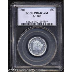 1883 5C Liberty Head Five Cents, Judd-1706, Pollock-1910, R.7, PR64 Cameo PCGS.