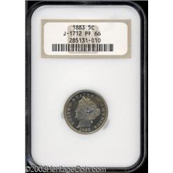 1883 5C Liberty Head Five Cents, Judd-1712, Pollock-1916, R.6, PR66 NGC.
