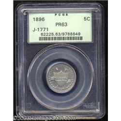 1896 5C Five Cents, Judd-1771, Pollock-1986, R.6, PR63 PCGS.