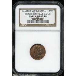 1982 (1759 dated) MS Martha Washington Cent-Sized Medalet, Judd-2180, Pollock-4100, R.8, MS66 Red