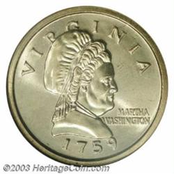 1999 (1759 dated) Martha Washington Dollar-Sized Medalet, Judd-2185, R.8, MS66 NGC.