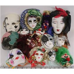 BOX OF 13 ASSORTED SIZED DECORATIVE MASKS