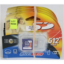 LOT OF 5 512MB SD CARDS