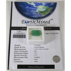 101) NATURAL EMERALD 11.22CT WITH COA