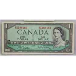 AA) 1954 CANADIAN $1.00 BILL