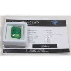 129) EMERALD 12.75CT WITH COA