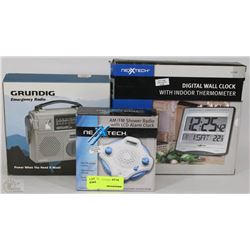 LOT WITH AM/FM SHOWER RADIO, EMERGENCY RADIO,