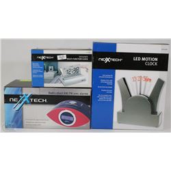 LOT WITH AM/FM ALARM CLOCK RADIO, LED MOTION