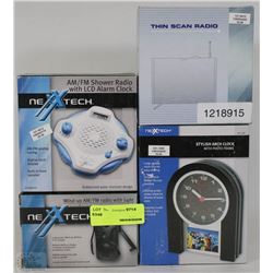 LOT WITH STYLISH ARCH CLOCK, SHOWER RADIO,