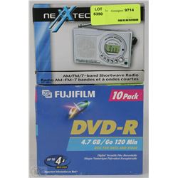 LOT WITH SHORT WAVE RADIO AND DVD-R 10PACK