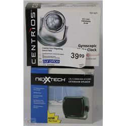 LOT WITH GLOBE CLOCK AND EXTENSION SPEAKER