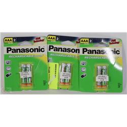 3 PACKS OF AAA PANASONIC RECHARGEABLE BATTERIES