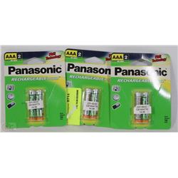 3 PACKS OF AAA PANASONIC RECHARGEABLE BATTERIES