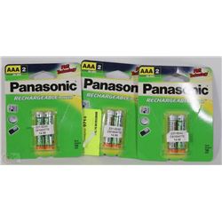 3 PACKS OF AAA PANASONIC RECHARGEABLE BATTERIES