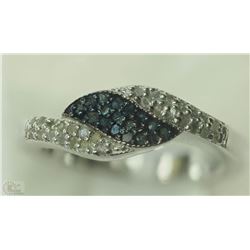 #1-STERLING SILVER BLUE DIAMOND & WHITE DIAMOND