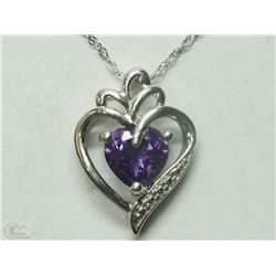 #6-STERLING SILVER AMETHYST HEART-SHAPED