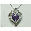 Image 1 : #6-STERLING SILVER AMETHYST HEART-SHAPED